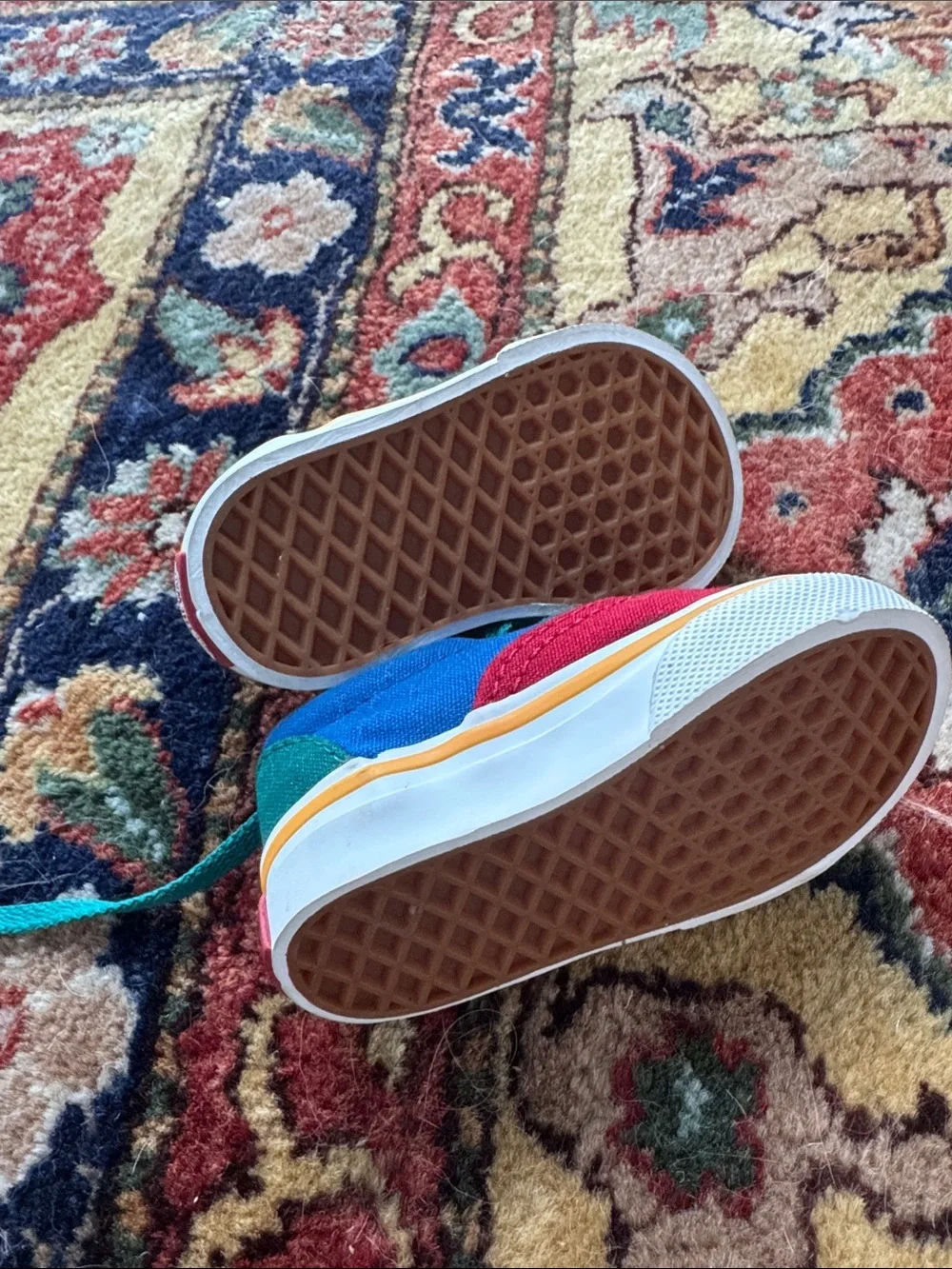 Vans Kids Colorblock Canvas Sneakers in Red, Blue, Orange & Green